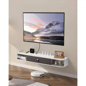 VEVOR Floating Television Stand - 47 in Wall-Mount Minimalist Modern TV Console Table, Particle Board Entertainment Center with Cable Hole & Storage Cabinet for DVD Player, Cable Box