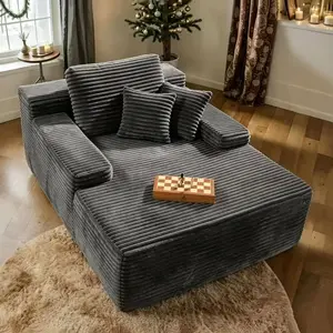 67-Inch Oversized Sectional Sleeper Sofa Corduroy Plush Chaise Lounge Chair - Indoor Boneless Sofa with 3 Pillows, Deep Seat Sleeper, Reading Chair, Cloud Design, Sofas Living Room, Decorating Living Room, No Assembly Required (for Bedroom)