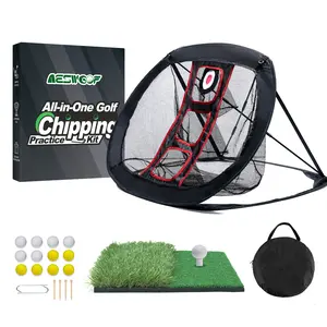 AESWGOF All-in-One Golf Chipping Net Kit with 12 Practice Balls Dual-Turf Mat & Carry Bag for Backyard Practice Easy Storage Compact Design Perfect Gift for Golf Enthusiasts