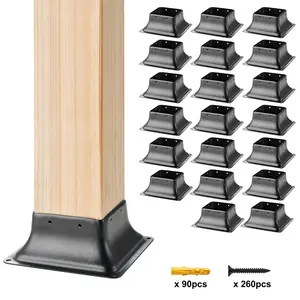 VEVOR 4x4 Post Base 20Pcs, Summervibes,Summervibes, Internal 3.6"x3.6" Heavy Duty Powder-Coated Steel Post Bracket Fit for Standard Wood Post Anchor, Decking Post Base for Deck Porch Handrail Railing Support