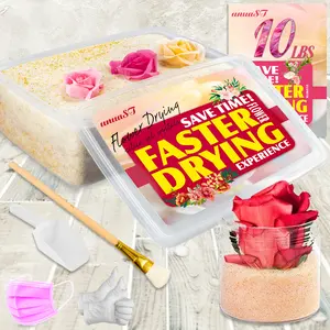 Silica Gel Flower Drying Crystals Desiccant 10LBS, 6-in-1 Fast Drying Kit with Sealed Box, Gloves, Brush, Shovel, Reusable Flower Drying Silica Sand, DIY Wedding Bouquet Flower Preserving Kit