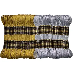 24 Skeins Metallic Embroidery Thread -Cross Stitch Threads - Friendship Bracets String - Crafts Floss  and Sliver