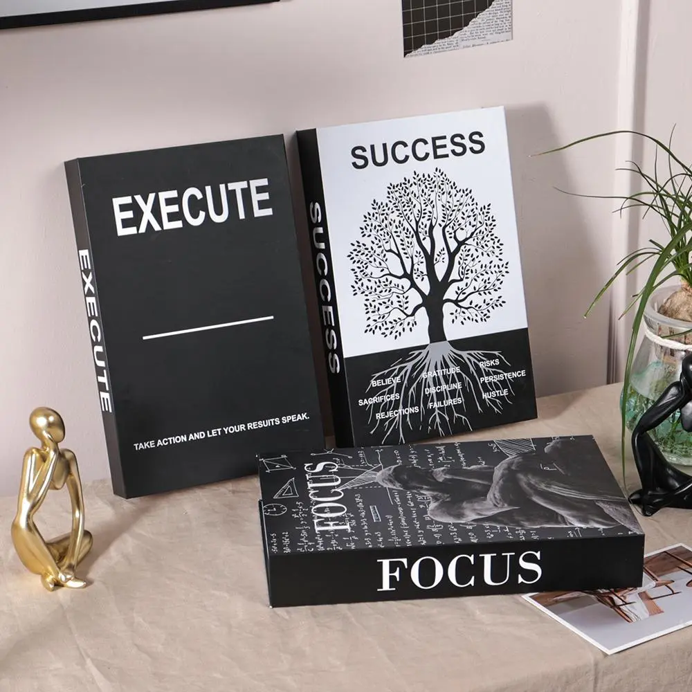 Motivational Desk Decor Set, 3 Counts/set Faux Book Ornament, Decorative Book for Home Office Decor, Fake Book for Bookshelf, Office Desk Decor, Decoration Items, Home Decor Accessories