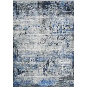 Large Washable Area Rug, Abstract Living Room Rugs for Home Decor, Indoor Low Pile Carpet Area Rugs for Bedroom Dining Room, Non-Slip Stain Resistant Under Table Rug,8*10ft(244*305cm),Blue