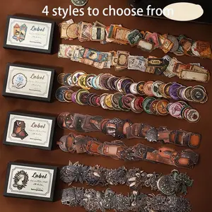 4 Styles 100 Sheets Per Pack Small Box Series Large Quantity Sticker Labels Diy Sticker Paper DIY Handmade Scrapbook Diary Cup Material