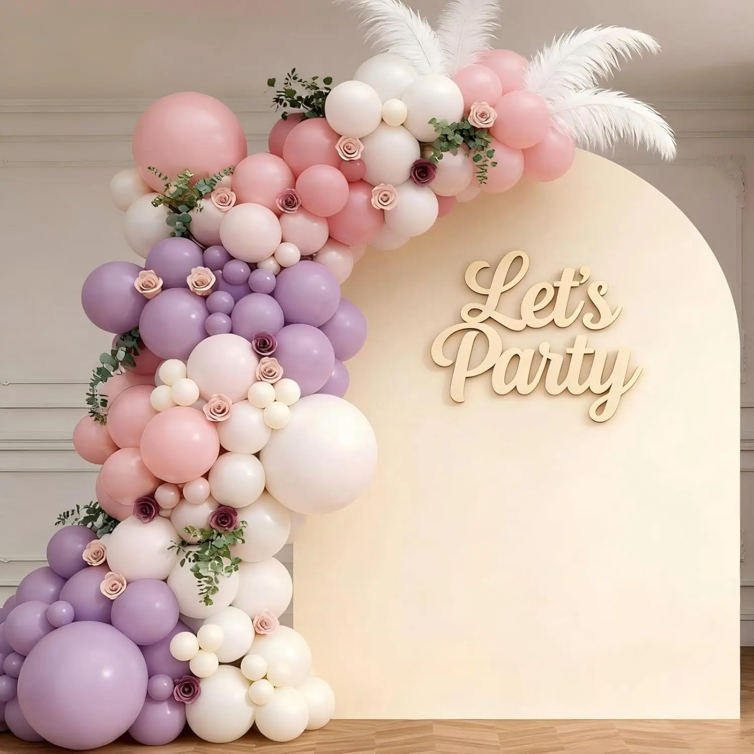 Thick Pastel Multi-Sizes Latex Rubber Balloon Decorations Kit (143Pcs) - Arch Shape, Pink, Purple, White, Lavender Balloons for Bridal Shower, Birthday Decoration, Photo Backdrop