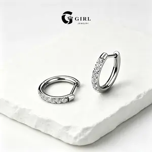GGIRL Titanium Steel D-Shaped Zircon Earrings for Women Men, Multiple Sizes/8mm-12mm, Golden Steel Color Earrings Set, Hypoallergenic Cartilage Ear Decor Stacked Ear Piercing Earrings,Durable Trendy Metal Jewelry Gift Ideal Accessory for Party/Daily