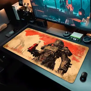 Power Armor Gaming Mouse Pad, Post Apocalyptic Desk Mat, Wasteland Print, Nuclear Fallout, Video Game Art Print, 3 sizes, Gift for Gamers.