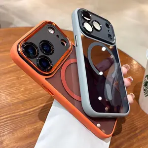 For iPhone 17, 16, 15, 14, 13, 12, 11 Pro Max Plus Magnetic Wireless Charging Hard Protective Case, Luxury Magnetic Metal Frame Protective Case, Drop-Proof Phone Case, iPhone Drop Protection, Magnetic Compatible Case, Magnetic iPhone Case, Streamlined Mag