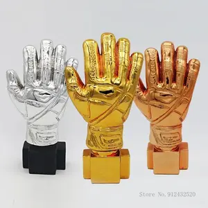Best Goalkeeper Trophy, Gold Plated, Football, Soccer Glove, Award Resin, Golden Color, Model Gift, 26cm Home Decoration, 1Pc