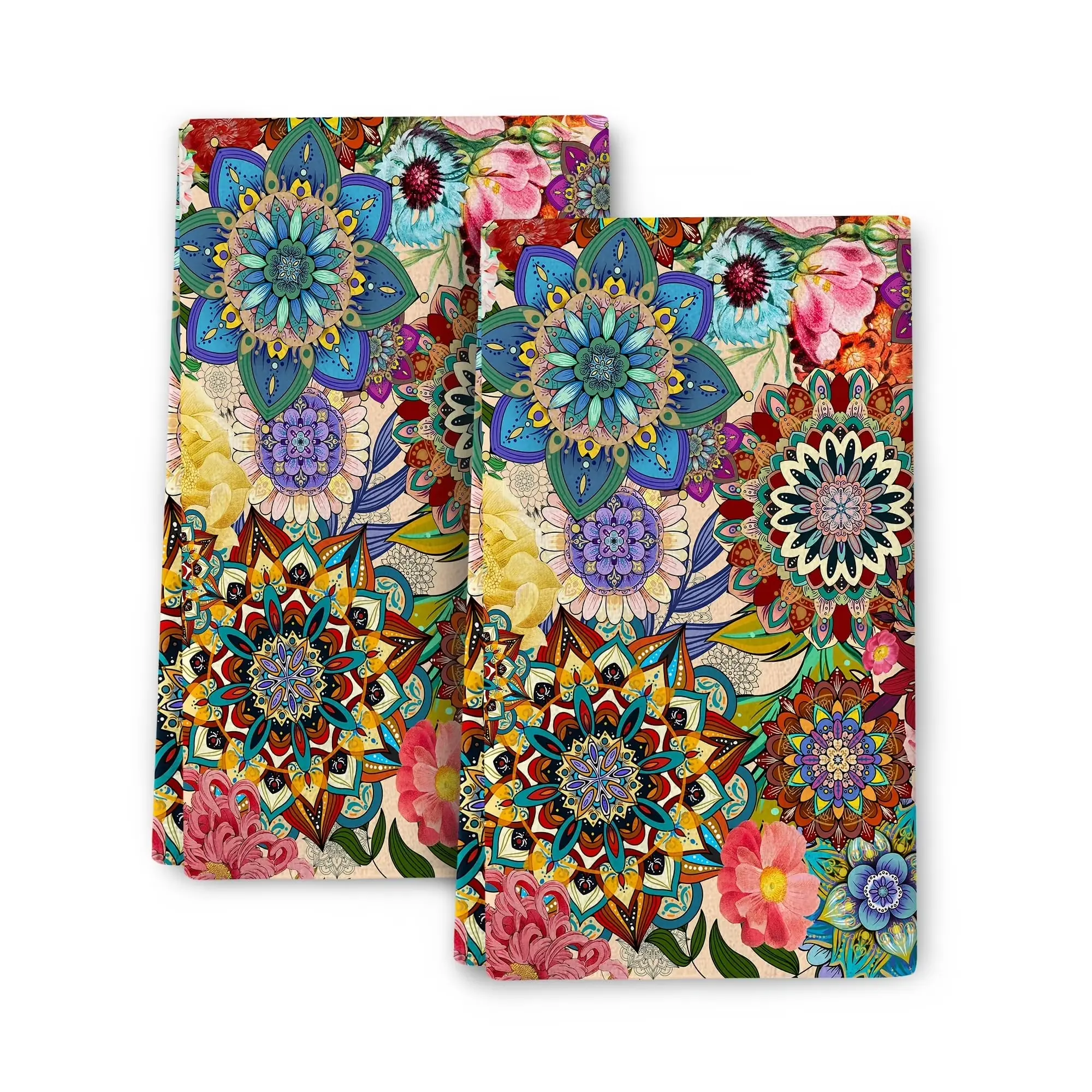 Bohemian Floral Kitchen Towels Decorative Colorful Flowers Kitchen Dish Towels 16X24in, Absorbent Soft Hand Towels Tea Towels Bar Towels Kitchen Farmhouse Home Decor