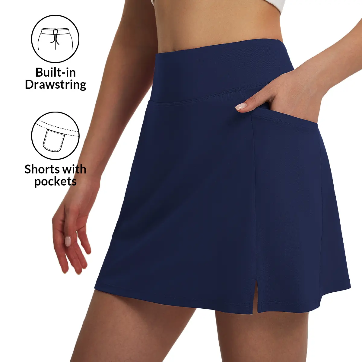 Baleaf Women's 16" High-Waisted Stretchy Golf Skorts with Shorts, 5 Pockets, for Tennis, Athletic Workout, Daily Wear