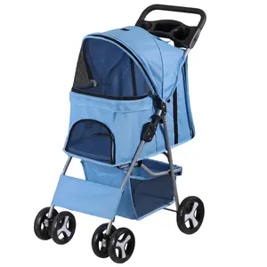 Segawe 4 Wheel Foldable Dog Pet Stroller - Blue Segawe 4 Wheel Foldable Dog Pet Stroller - Blue