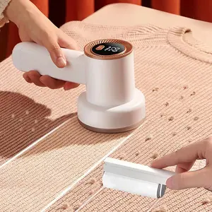 Electric Rechargeable Lint Remover with lint Roller, Portable Fabric Shaver with 6 Leaf Blades, 3-speed Sweater Shaver with Brush & Digital LED Display, Fast Removal of Lint, Remove Pilling for Clothes, Furniture, Sweater, Couch and Blanket