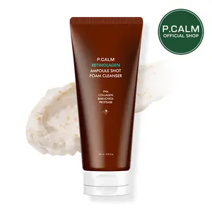 [P.CALM Official] Retinolagen Ampoule Shot Foam Cleanser – Retinol, Vegan Hydrolyzed Collagen & PHA for Pore Cleansing & Gentle Exfoliation, Korean Glass Skin (120ml / 4.05 fl.oz)