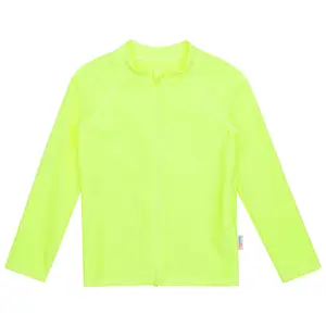 SwimZip Kids UPF 50+ Long Sleeve Zipper Rash Guard Swim Shirt | "Neon Yellow"