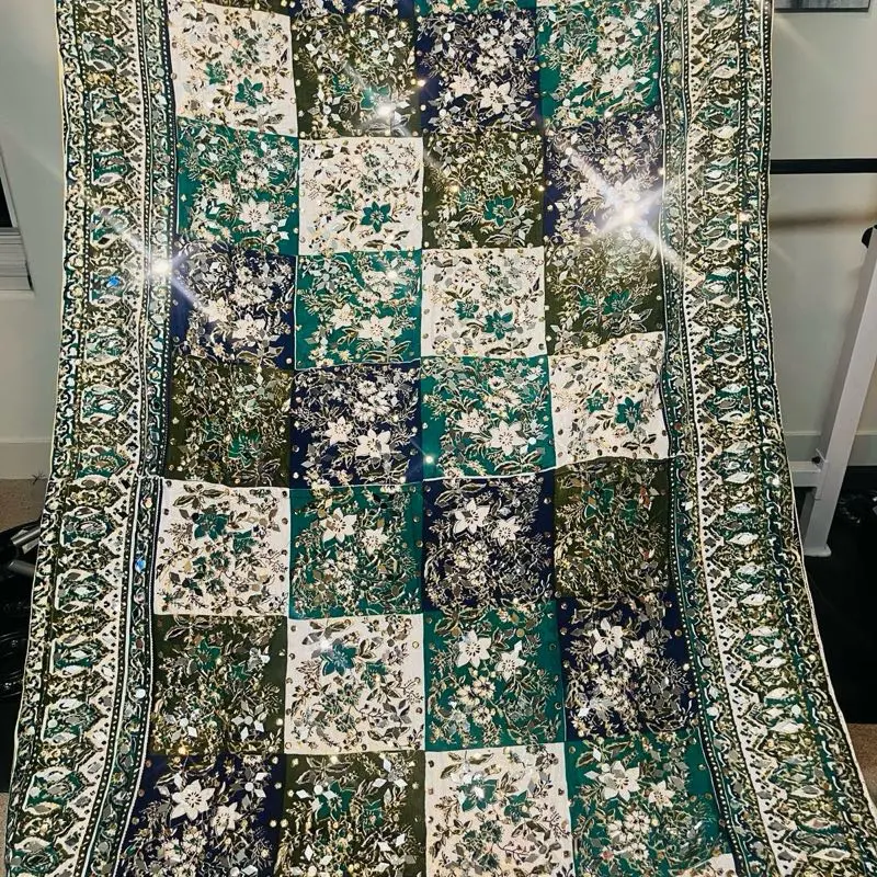 Traditional Multi-Color Embroidered Dupatta with Sequin & Mirror Detailing
