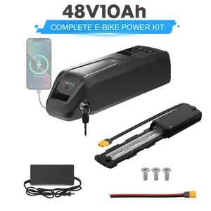48V Ebike Battery 10Ah Lithium Ion Battery Pack for 0-1200W Electric Bike Mountain Road Commuter Replacement Battery with Fast Charger 30A BMS Protection LED Battery Indicator Safety Lock Long Range High Capacity Power