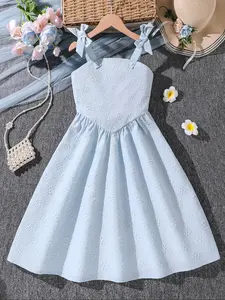 Girls' Sleeveless Dress with Ruffle Details, Fashionable and Stylish, Perfect for Daily Gatherings and Vacations