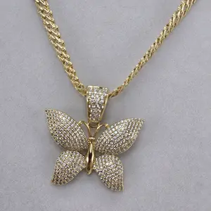 (C28)    14K Goldplated  butterfly set earring and 22 inch chain and earringsĺ