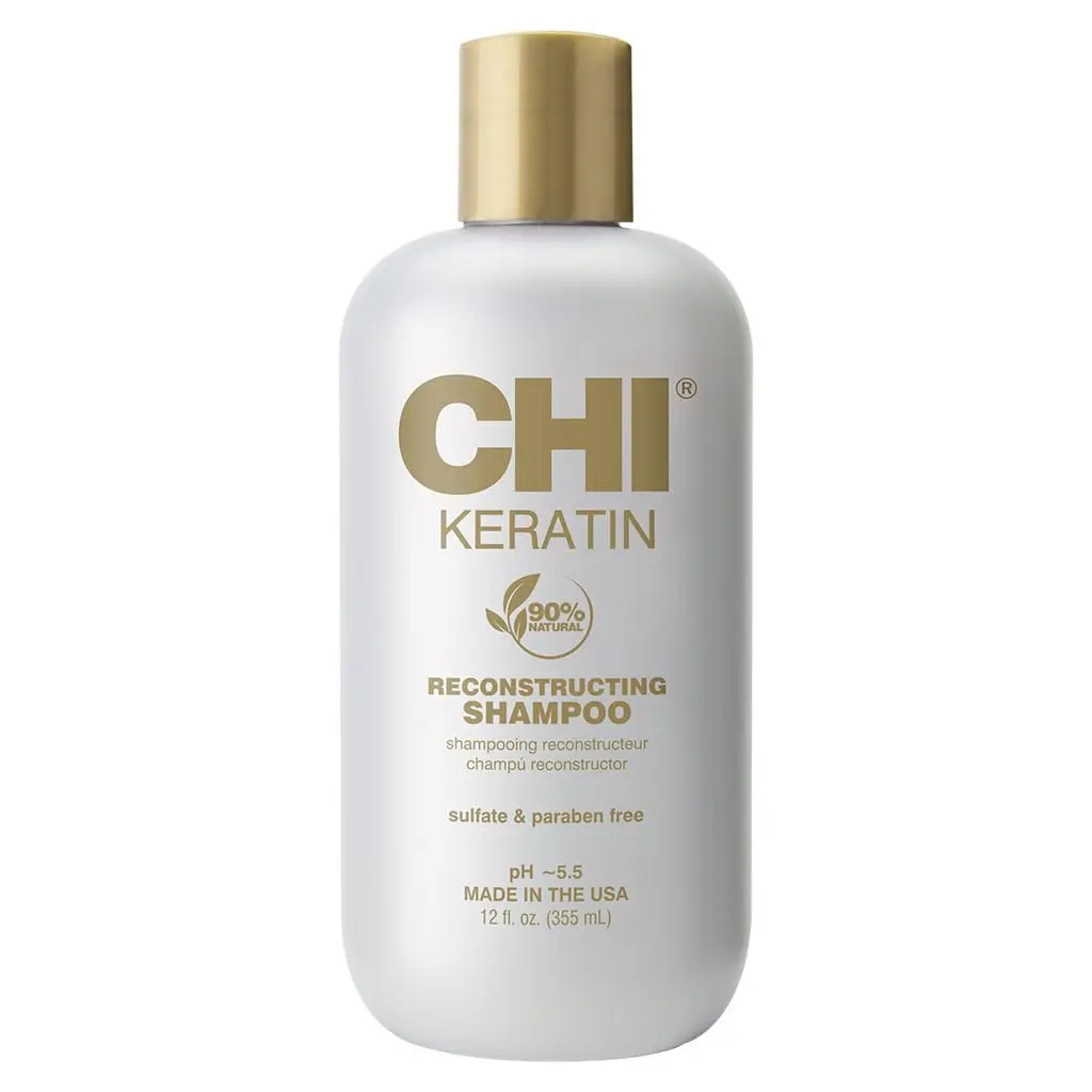 CHI Haircare Keratin Shampoo, Reconstructing Cleanser with Jojoba & Argan Oils for Shine and Preventing Breakage, Sulfate-Free, 12 oz, Haircare Product, Jojoba Oil, Youth, Natural Hair Shampoo, Strengthening Shampoo