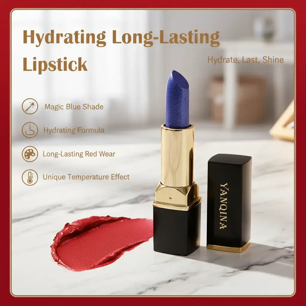 Magic Blue Temperature Change Lipstick, Hydrating & Long-Lasting, Personalized Red Lip Color mother's day gift