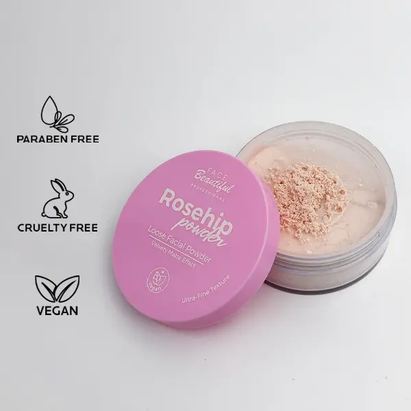 Face Beautiful Brazilian Rosehip Loose Powder - Ultra-fine velvety matte finish setting powder for Fair skin tones, lightweight, 10 g / 0.35 oz