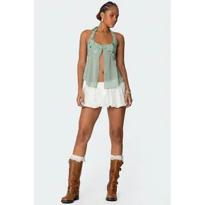 Livvie Eyelet Bubble Mini Skirt