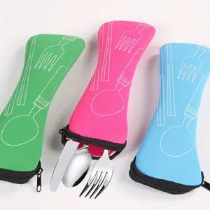 1pc Leak proof portable fabric cutlery bag, durable cutlery bag with zipper, Cutlery Pouch, Utensils, Cutlery Holder