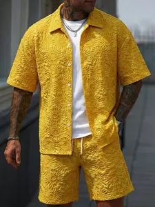 Men's Summer Casual Shirt, Fun Shirt, Sunflower Texture, Short Sleeve, Button Front, Perfect for Music Festivals, Beach, Daily Wear, Gift Idea
