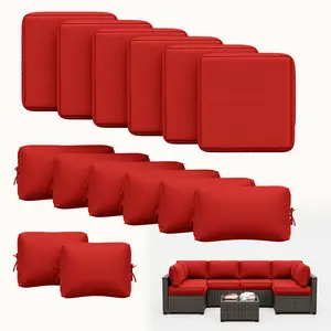 14-Piece Outdoor Replacement Cushions, Water-Resistant Patio Cushions with 5" High-Density Foam for 6-Seat Sectional Sofa