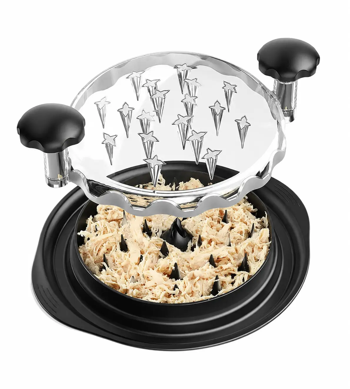 10 Inch Chicken Shredder Tool Twist Design with Visible Lid Large Meat Shredder for Chicken Breast Pulled Pork and Beef, Ergonomic Handle Anti Slip Base BPA Free Dishwasher Safe Kitchen Food Prep Gadget