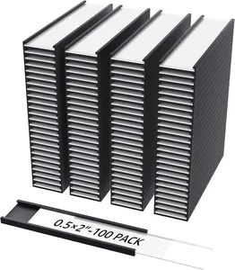 MaxGear 100 Pack C Channel Magnetic Label Holders, 0.5 x 2 | Magnetic Labels, Reusable Small Magnet Name Tags for Locker Shelf, Tool Box, Home, Office, Refrigerator, Whiteboard