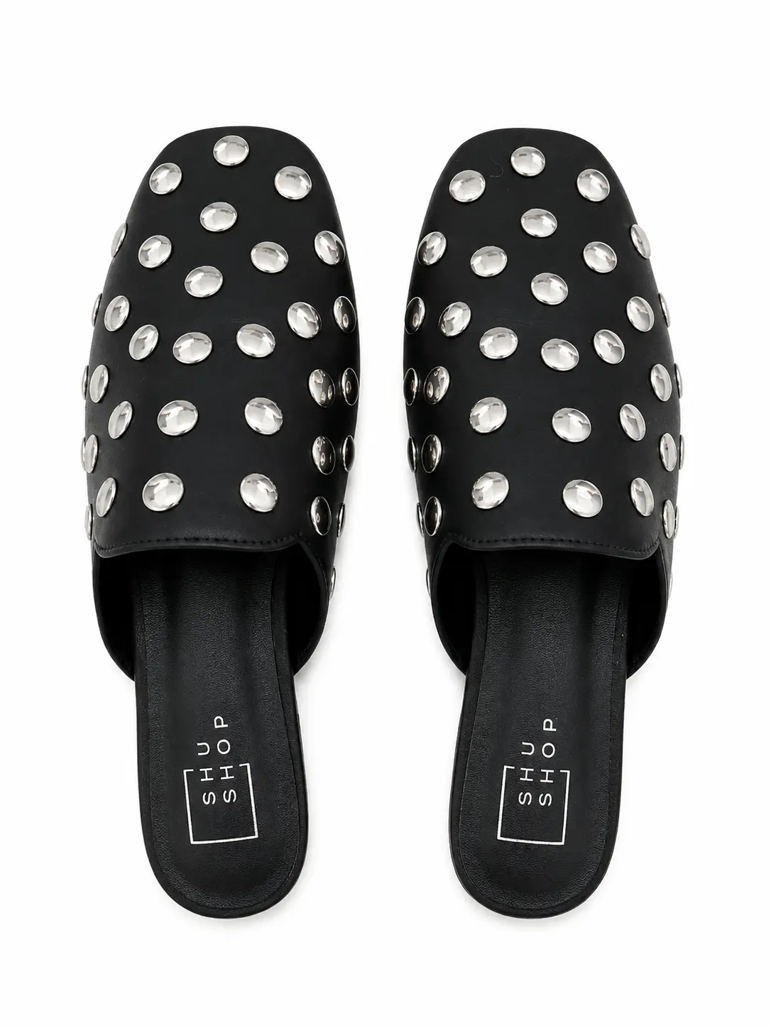 Black Everyday Studded Mule