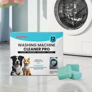 Washing Machine Cleaner Tablets Pet Friendly Formula Quick Dissolving Odor Residue Dirt Remover Drum Cleaning Safe for HE Front and Top Load 12 Pieces