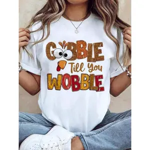 100% Cotton Thanksgiving Graphic Unisex T Shirt Gobble Till You Wobble Thanksgiving Autumn Turkey Thankful T-Shirt2025-- |     Exquisite Design |       Loose And Comfortable |       Easy To Match |