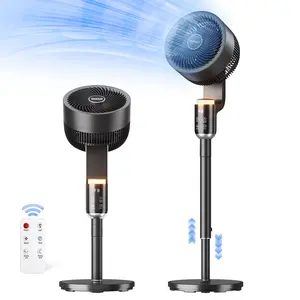 12 Inch Pedestal Fan with Remote & RGB Light Ultra-Wide Oscillation DC Motor 35W 12 Speed Settings Height Adjustable 35.8-42.5 Inch Quiet Operation 25dB Ambient Lighting Aromatherapy Lid