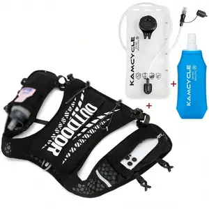 Running Vest Backpack with 500ML Soft Flask and 2L Hydration Bladder, 5L Lightweight Adjustable Hydration Pack for Marathon, Running, Hiking