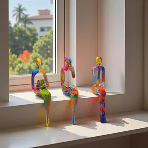 Bohemian Style Gradient Colored Resin Hanging Ornaments - Abstract Human Figure Art with Vibrant Color Transitions, Indoor Home Decor for Christmas, Thanksgiving, Mother’s Day, Father’s Day, Graduation - No Electricity Needed Matte Unique Art Pieces
