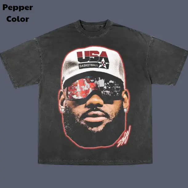 USA 2024 James Big Head Vintage Tee, Lebron James T-Shirt, Unisex Basketball Shirt, Hip Hop Graphic Tee, Menswear Womenswear Streetwear