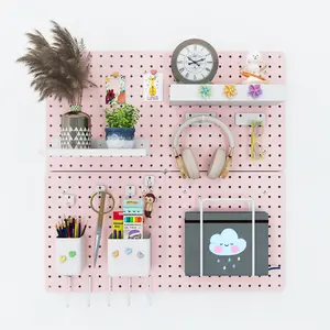 Massive Pegboard Wall Organizer Kit! Get 4 Strong Carbon Steel Boards (24x24 Inch) With Over 26 Pieces. Everything You Need For A Trending Setup In Garage, Kitchen Or Office. Max Value!(Light Pink)