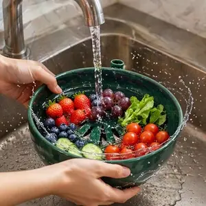 1Pc Berry Swirl Bowl, Fruit Rinse Bowl, Self Spinning Berry Washing Bowl , Automatic Berry Wash Bowl, Fruit and Vegetable Washer with Drain (1 PCS)