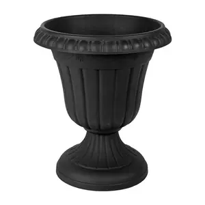 NEW 10x12 Black Plastic Traditional Urn – Elegant Design, Durable for Garden Use
