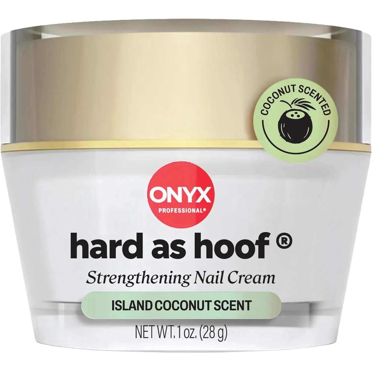 Onyx Professional Hard as Hoof Nail Strengthening Cream, Island Coconut Scent - Nail Growth and Conditioning Cuticle Cream Stops Splits, Chips, Cracks & Strengthens Nails, 1 oz