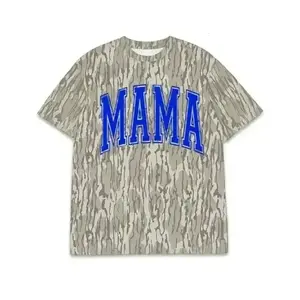 MAMA Camo Graphic T Shirt Hoodie Sweatshirt, Bold Varsity Letter Print, Unisex Streetwear Camouflage Top for Moms, Daily Casual Wear.