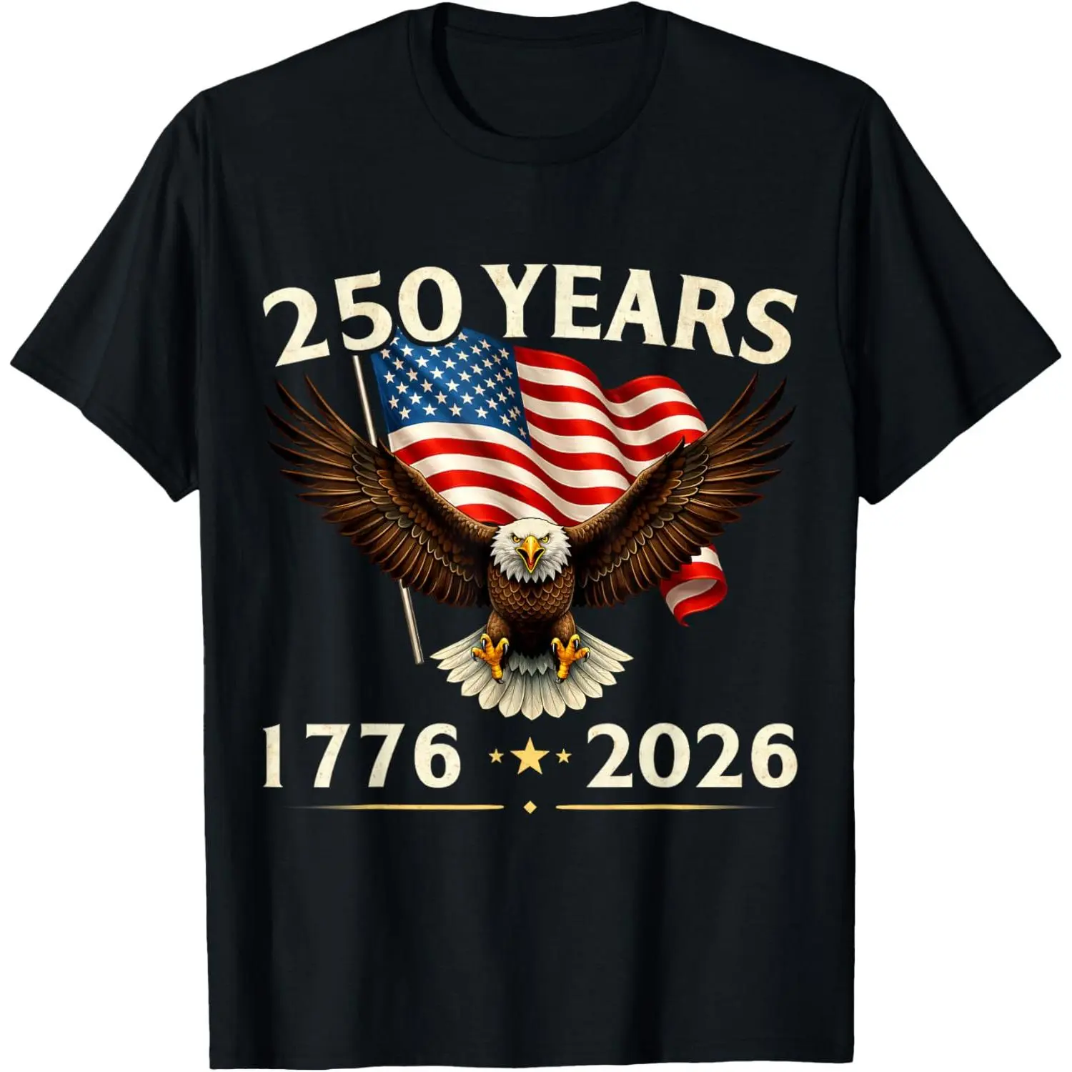 Patriotic Eagle Flag T-Shirt, Casual Athletic Short-Sleeve Top with All Over Print for USA 250th Anniversary, Shortsleeve, Casual Style Tee, Tshirt, Clothes, Tops Menswear Black