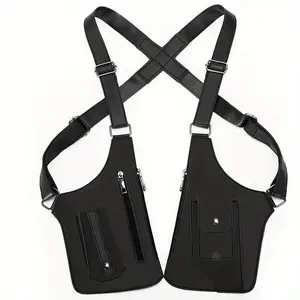 Men's Tactical Vest Backpack Underarm Hanging Tool Bag Hands-Free Cycling Fitness Running Chest Bag Outdoor Sports Motorcycle Hiking Durable Chest Bag Ideal Gift for Men Black Brown Motorcycle Accessories Adjustable Shoulder Strap PU Leather shoulder bag