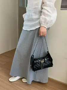 Women's Rhombus Quilted Bucket Crossbody Bag, Drawstring Lock, Detachable Long Strap, Versatile Wear, Elegant Style, Daily & Date Night Use