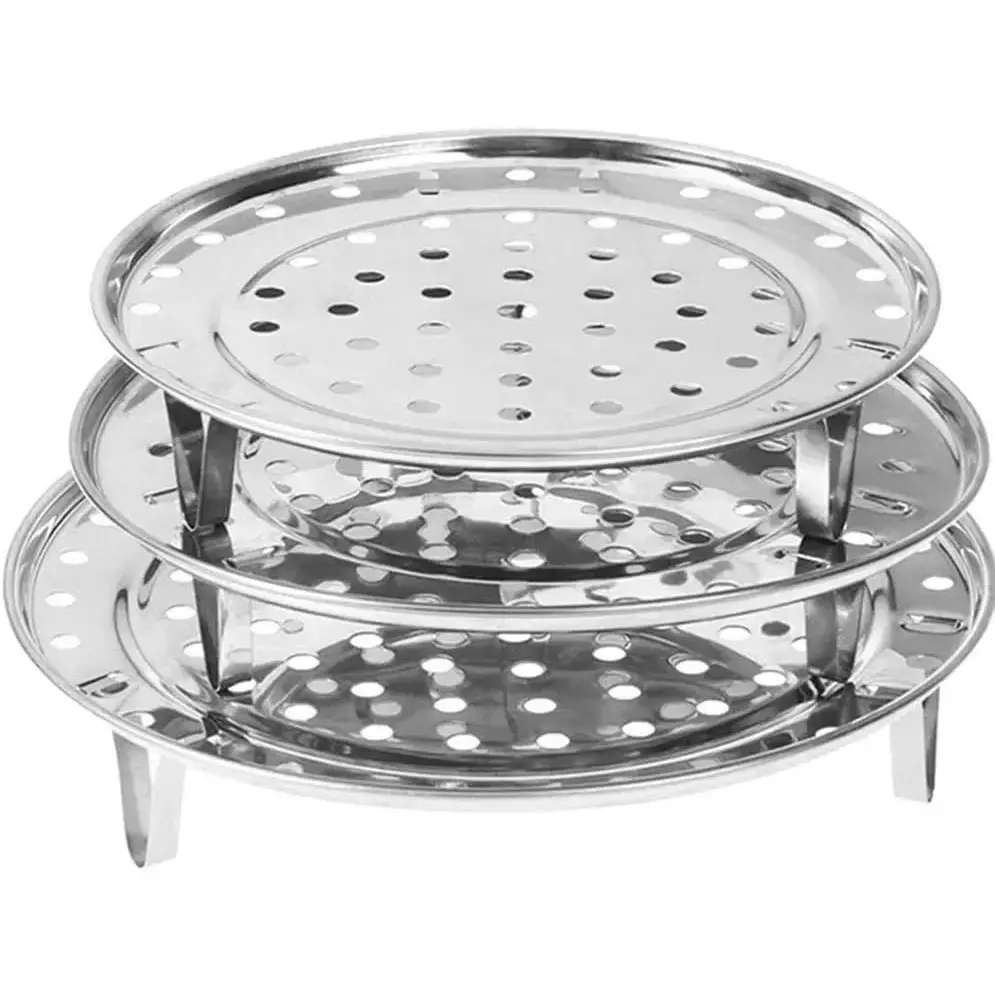 3 PCS Stainless Steel Pressure Cooker Racks & Inserts - Durable and Oven Safe Kitchen Pressure Cooker Accessories with Raised Base, Multi-Size Round (7.6in, 8.5in, 9.33in) for Canning, Footed Base