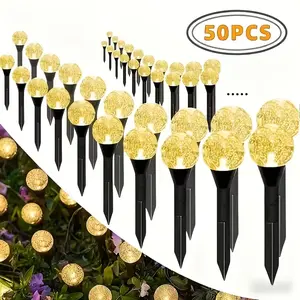 50-LED bubble ball decorative lights with 8 lighting modes, solar-powered, and waterproof for outdoor use. Perfect for decorating gardens, parks, courtyards, and lawn paths, as well as for wedding and birthday decorations.